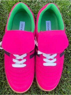 Steve Madden Neon Pink Sneakers with Green Interior